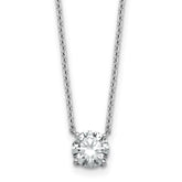14k White Gold 1 carat Certified Lab Grown Diamond VS/SI+ G+ Round Complete Four Prong 18 inch Solitaire Necklace